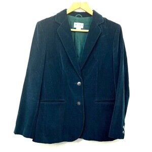 Woodward Lothrop Vintage Green Corduroy Velvet Blazer Jewel Tone Jacket Size 12